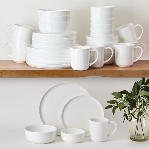 Mikasa Samantha 40-Piece Bone China Dinnerware Set, Service for 8, White - Dinner Plates, Salad Plates, Cereal Bowls, Fruit Bowls and Mugs, Dishwasher and Microwave Safe - Image 5