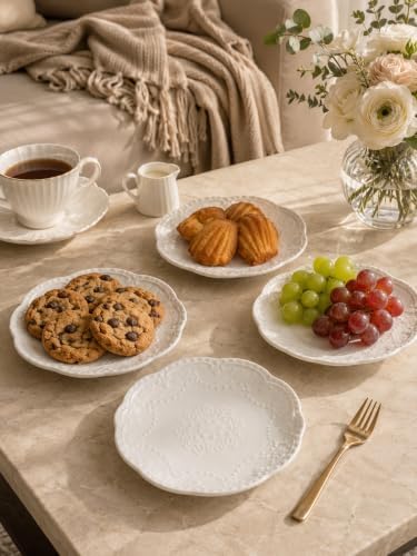 White Small Dessert Plates Set of 4,Ceramic Dinner Plates 6 Inch for Appetizer, Fruits, Cake, Salad,Microwave Safe,Christmas Gift - Image 7