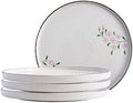Pink Sakura Ceramic Appetizer Plates, 8-Inch Round Serving Plates for Snacks, Side Dishes (4) by DealbyBox