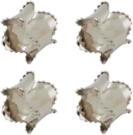 SARO LIFESTYLE Beaded Edge Metal Napkin Rings (Set of 4) - Classic Design Napkin Holders with Scalloped Rim for Formal Dining, Holiday Tables, Dinner Parties, and Special Occasions, Pewter - Image 2