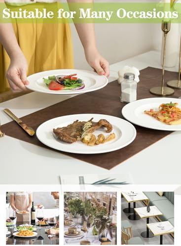10 Inch Porcelain Salad Dinner Plates, 8 Pieces, White - Image 6