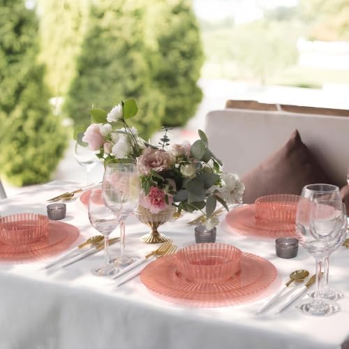 Exquisite 40 Piece Plastic Disposable Plates Set For 20 Guests I 20 X 9 Inch & 20 X 11 Inch Disposable Plastic Plates | Color: Pumpkin | Great for Weddings Parties And Formal Occasions - Image 2