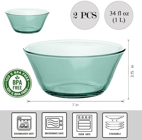 STP GOODS Glass Dinner Plates Set of 2 – Borosilicate Salad & Soup Plates, Transparent Glass Serving Plates for Pasta, Bread, Dessert & Appetizers, Dishwasher Safe Tableware - Image 2
