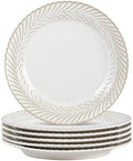 Ceramic 8 inch Dessert Plates, Set of 6, Microwave & Dishwasher Safe, Vintage Farmhouse Small Dinner Plates ; Salad Plates for Kitchen, Cake Serving Stoneware Dishes Housewarming Gift (Wheat Ear) by Simplelife