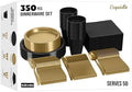 Exquisite 350 Pcs Black & Gold Plastic Plates for Party Black & Gold Disposable Plates Set 50 of Each 9 Dinner Plate Set 7 Dessert Plate Cups Napkins & Cutlery Plastic Dinnerware by Exquisite