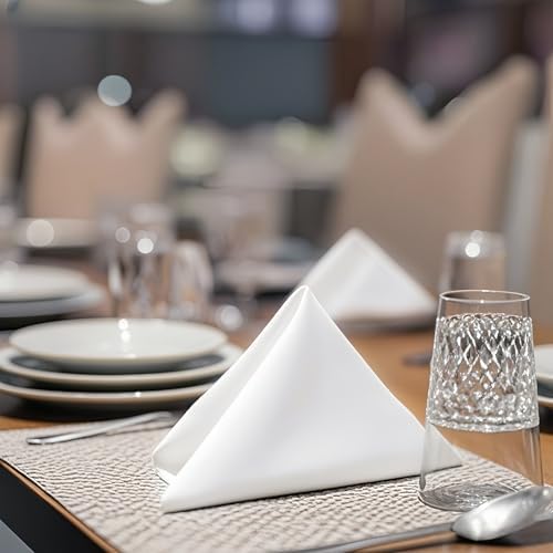 FOLINS&HOME White Cloth Napkins Set of 12, Decorative 20x20 Inch Napkins - Image 5