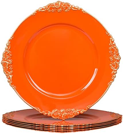 MAONAME Orange Charger Plates Set of 6, Plate Charges for Dinner Plates by MAONAME