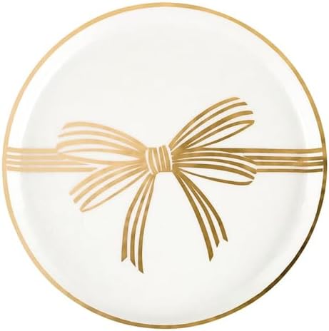 Santa Barbara Design Studio Christmas Appetizer Plates - Set of 4 Small Ceramic Plates, 5.25" Diameter, Gold Metallic Bow - Image 4