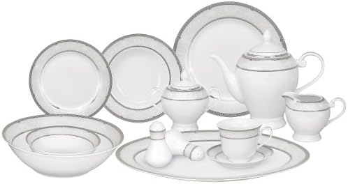 Lorren Home Trends 57-Piece Porcelain Dinnerware Set, Ballo, Service for 8 by LorrenHomeTrends