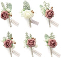 Floroom Set of 6 Dusty Rose & Ivory Foam Rose Boutonnieres with Pins for Men Wedding for Groom Groomsmen Wedding Ceremonies Anniversaries Formal Dinners Parties Proms by Floroom