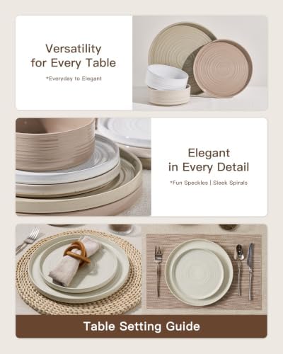 Stoneware Dinnerware Sets, Plates, Bowls, Dishes Set for 8 - Image 4