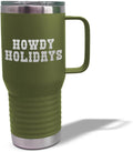 Speedy Pros Tumbler Cups with Straw Howdy Holidays Christmas Xmas Coffee Tumbler with Lid Personalized Insulated Travel Mugs Engraved Stainless-Steel 20 Oz Forest Green Design Only