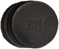 Ox & Pine Personalized Leather Coaster - Sold Individually or in Sets of 4 - Customize Inscription - 100% Full-Grain Leather – 4" Round or 4" Square (Round, Black, Set of 4 Coasters)