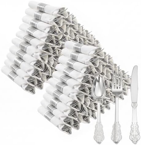 Goodluck 400PCS Silver Fancy Wrapped Silverware Set Disposable by GoodLuck