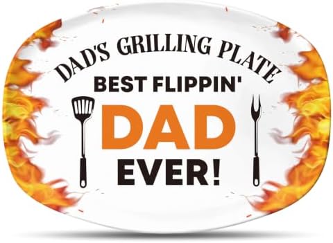 R HORSE Melamine Grill Platter Gift for Dad, BBQ White Oval Serving Tray by RHORSE