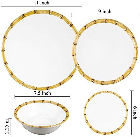 UP Bamboo Melamine Round Dessert Plates, Small Serving Plates, for Appetizer, Snacks, and Side Dishes, White, 6 Inch, Set of 4 - Image 4