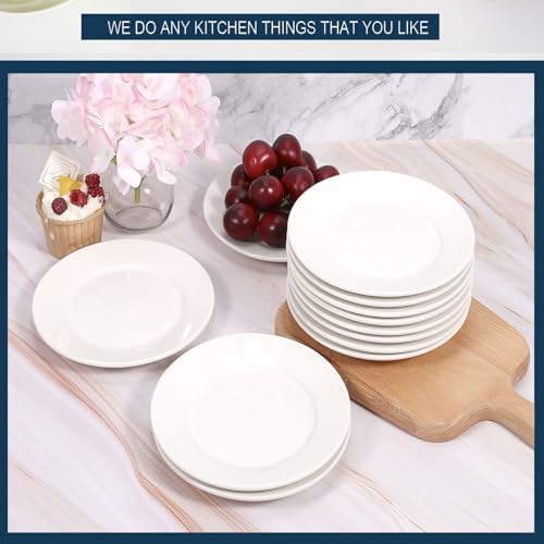 12 Pcs Porcelain Dessert/Salad Plate, 7 Inch, Small White Plates - Image 7