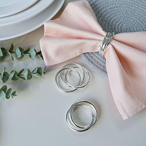 Napkin Rings Set of 8,Silver Napkin Ring Holders for Spring,Wedding,Easter,Valentine,Birthday,Holiday, Hotel, Dinner Party,Christmas and Table - Image 4
