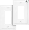 Henne Bery Modern Edge Decorative Wall Plate Switch Plate Outlet Cover, Durable Solid Zinc Alloy (Single Decorator 2PK, White)