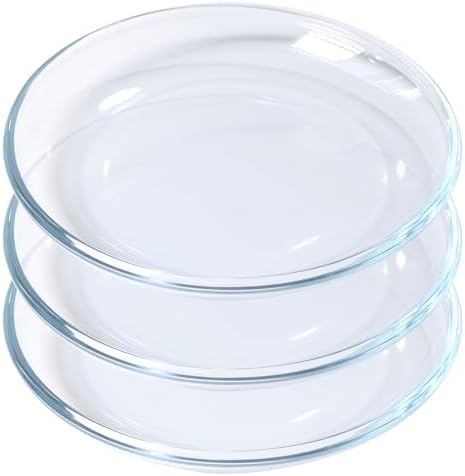 7 Inch Round Tempered Glass Dessert Plates, Small Mini Appetizer, Fruit, Salad and Cake Plates, Set of 3 by VIPHIEC