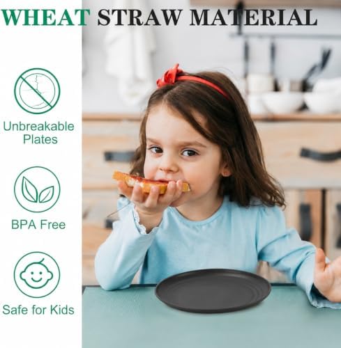 5.7in Wheat Straw Plates Sets of 8, Dessert Plates - BlackBeige - Image 4