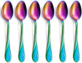 Rainbow Dinner Spoon Set, 7.6-inch Stainless Steel Spoon Silverware, 6-Piece Shiny Rainbow Soup Spoons Table Spoon, Dishwasher Safe, Set of 6 by Seeshine