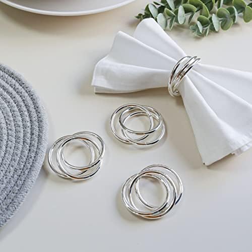 Napkin Rings Set of 8,Silver Napkin Ring Holders for Spring,Wedding,Easter,Valentine,Birthday,Holiday, Hotel, Dinner Party,Christmas and Table - Image 2
