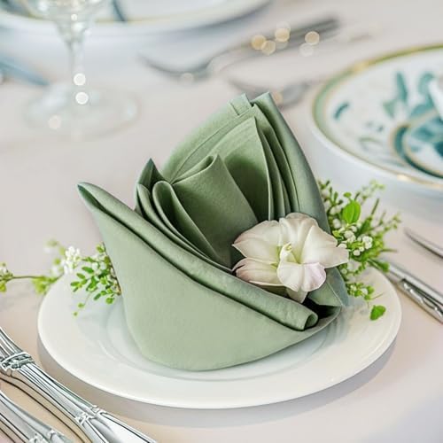 FOLINS&HOME Sage Green Decorative Cloth Napkins Set of 6, 17x17 Inch by FOLINSHOME