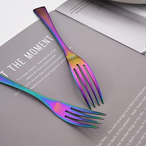 Luxury 18/10 Stainless Steel Matte Rainbow Colorful Flatware Set - Silverware Cutlery Utensil Set Steak Knife Spoon and Fork Knife Serving Set, Service for 1 (6-Piece) - Image 7