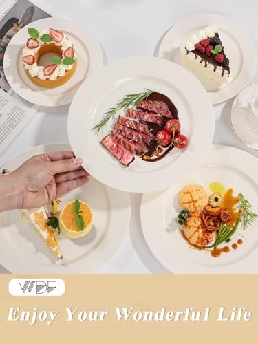 WDF 200PCS Ivory Plastic Plates - Elegant Ivory Disposable Plates for Party- Include 100 Dinner Plate 10inch and 100 Plastic Dessert Plate 7inch Perfect for Party/Wedding/Birthday/Thanksgiving - Image 6