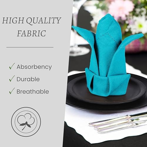 TWINY threads 4 Piece 100% Cotton Cloth Napkins, 18"x18", Turquoise Blue - Image 3