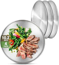 Metal Dinner Plate, 4 Pack 10.2 inch 304(18/8) Stainless Steel Plates, Reusable lunch salad Pizza BBQ Food Serving Snack Eating Dishes Round Shatterproof Plate Silver Dinnerware Oven Safe by Offiper