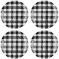 UP Gingham Melamine Round Dessert Plates, Small Serving Plates, for Appetizer, Snacks, and Side Dishes, Black, 6 Inch, Set of 4 by UPware