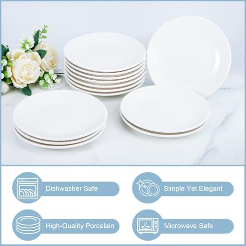 8 Pcs Porcelain Dessert Plates, Round Small White Plates, 6 Inch - Image 3