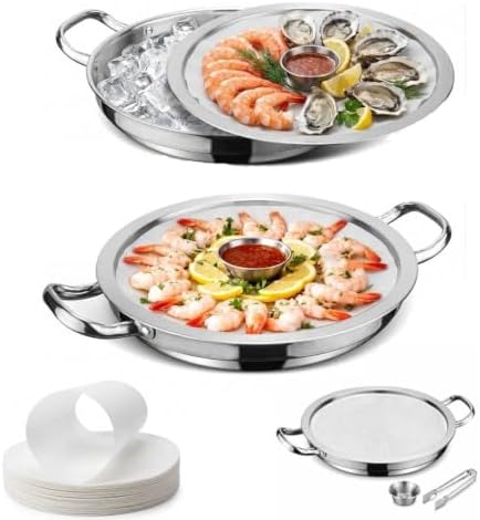 Shrimp Cocktail Serving Dish with Ice Tray, 1-Set 12 Inch Platter by Unknown