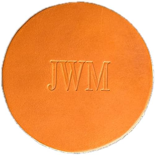 Ox & Pine Personalized Leather Coaster - Sold Individually or in Sets of 4 - Customize Inscription - 100% Full-Grain Leather – 4" Round or 4" Square (Round, Harvest, 1 Individual Coaster)