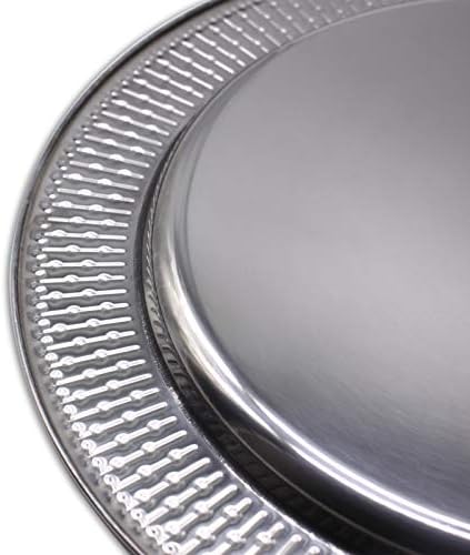 Brightalk 13-Inch Stainless Steel Beaded Charger Plates, Silver Dinner Plate Chargers Set of 6, Round Server Ware - Image 3