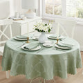Newbridge Holiday Ribbons Bows Sage Green 90" Round Tablecloth by HomeBargainsPlus