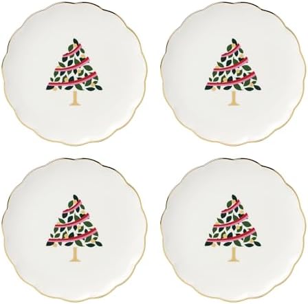 kate spade new york Evergreen Christmas Tidbit Plates, Dessert Set for 4 by Unknown