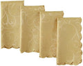 Newbridge Portofino Scalloped Damask Fabric Napkins, Set of 4, Gold, Wrinkle and Stain Resistant Fine Dining Holiday Party Fabric Napkin Set by HomeBargainsPlus