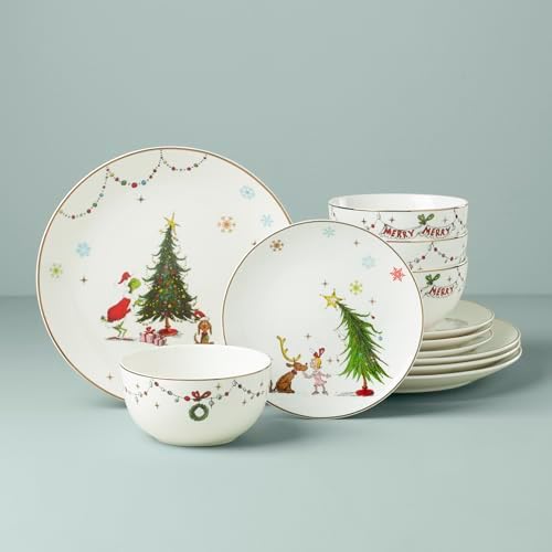 Lenox Merry Grinchmas Porcelain 12-Piece Christmas Dinnerware Set for 4 - Image 2
