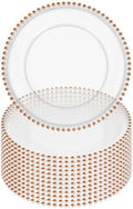 12 Pack Clear Charger Plates Bulk Wedding, 13 Inch Plastic Round Dinner Chargers with Orange Beaded Rim, Acrylic Round Decorative Plates for Wedding Party Home and Tabletop Decor (Orange) by Tomeurperf
