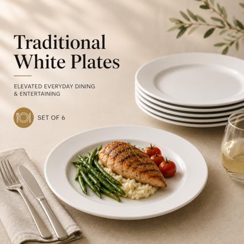 10 Strawberry Street Simply White 10.5" Round Dinner Plate, Set of 6 - Image 2