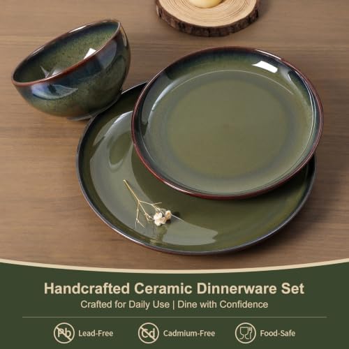 DOMICREVERY Ceramic Dinnerware Sets for 6, 18-piece Plates and Bowls Sets - Image 2
