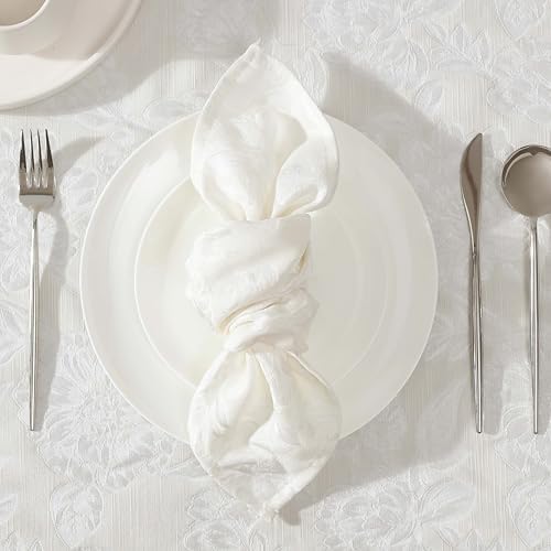 Laura Ashley Wrinkle Resistant Annaleigh Set of 6 Napkins, Ivory - Image 4