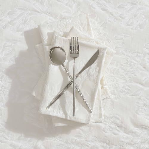 Laura Ashley Wrinkle Resistant Annaleigh Set of 6 Napkins, Ivory - Image 2
