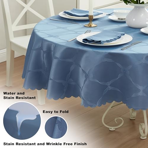Newbridge Holiday Ribbons Bows Blue 60 x 84 Oval Tablecloth - Image 3