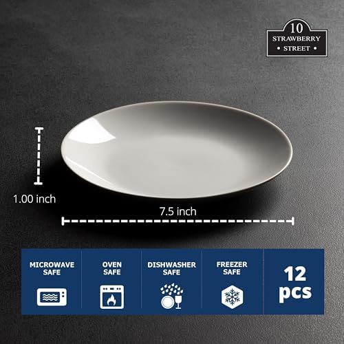 10 Strawberry Street 7.5" Catering Coupe Salad/Dessert Plate, Set of 12,White - Image 6