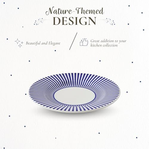 Spode Steccato Collection - 8.75" Salad Plate, Stripe Cobalt Blue | Made of Fine Earthenware | Microwave and Dishwasher Safe | Made in England | Large Serving Plate for Salad, Pasta, or Appetizers - Image 3