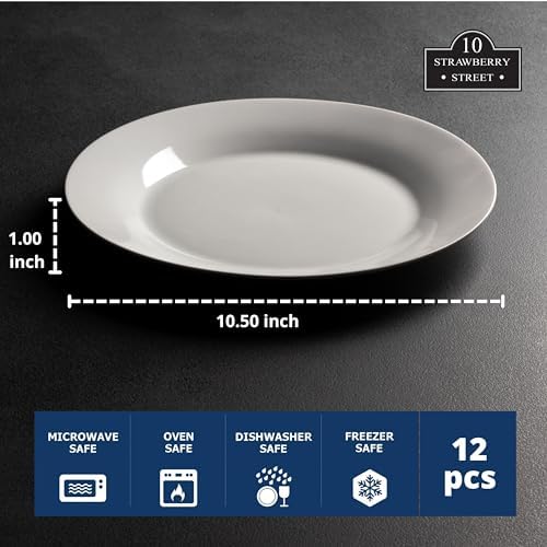 10 Strawberry Street 10.5" Catering Round Dinner Plate, Set of 12 , White - Image 3
